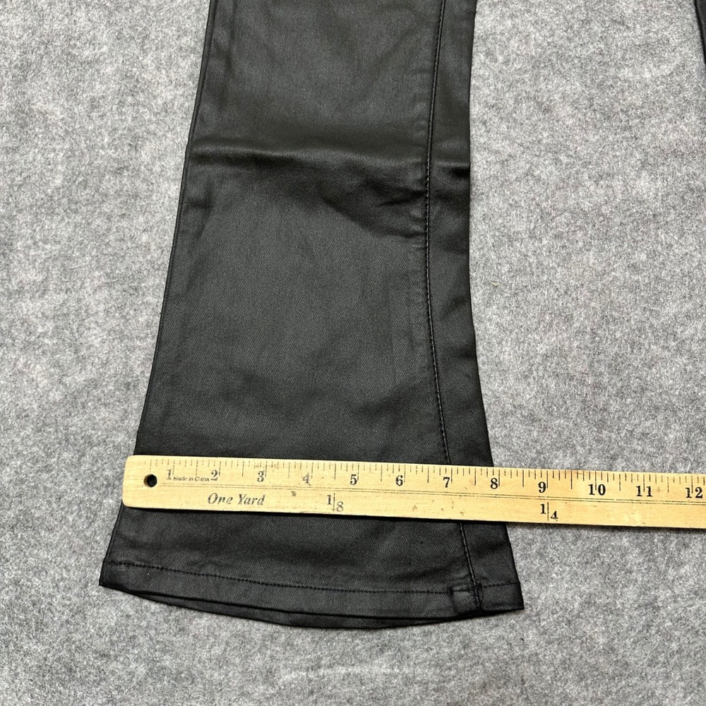 Edikted Flare Pants Womens Small Black Faux Leather Coated High Waist Y2K Retro - Picture 7 of 9